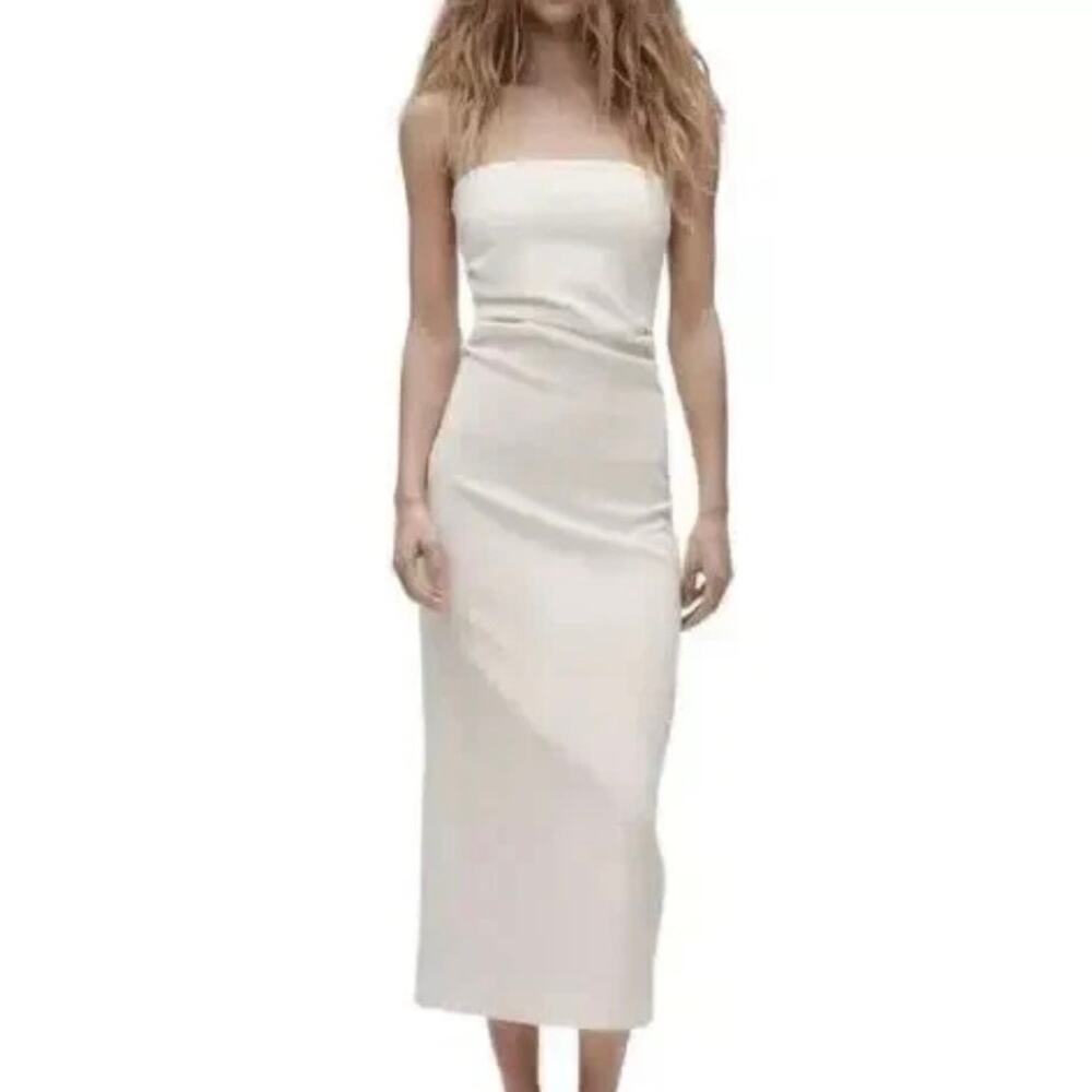 Zara Oyster White Strapless Dress